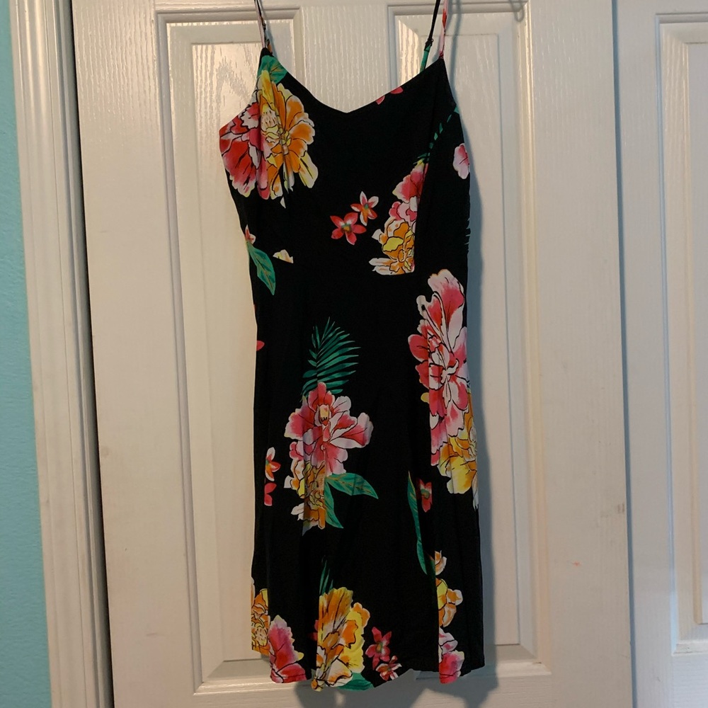 Black floral mini dress